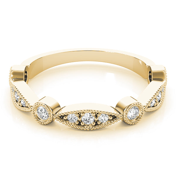 Stackable Milgrain Half Eternity Ring in Gold & Platinum
