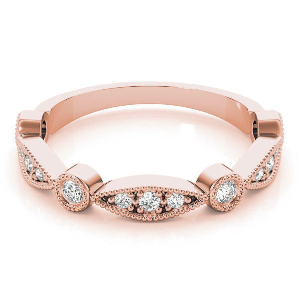 Stackable Milgrain Half Eternity Ring in Gold & Platinum