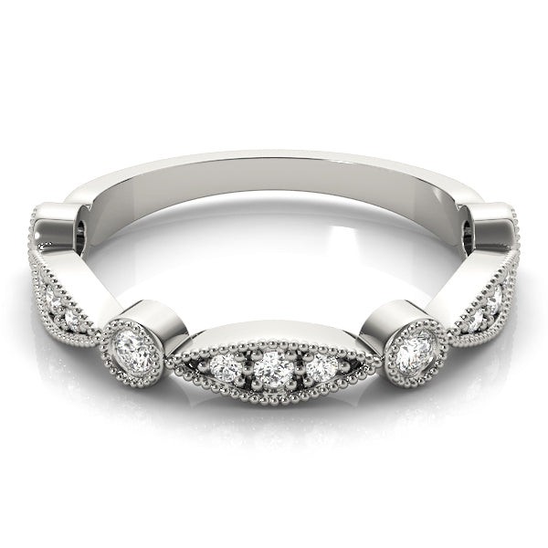 Stackable Milgrain Half Eternity Ring in Gold & Platinum