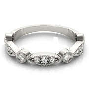 Stackable Milgrain Half Eternity Ring in Gold & Platinum