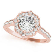 Dazzling Scalloped Halo Ring Cushion Diamond Engagement Ring in 10K/14K gold and platinum with certified lab-grown or natural diamonds