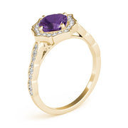 Dazzling Scalloped Halo Ring Cushion Diamond Engagement Ring in 10K/14K gold and platinum with certified lab-grown or natural diamonds