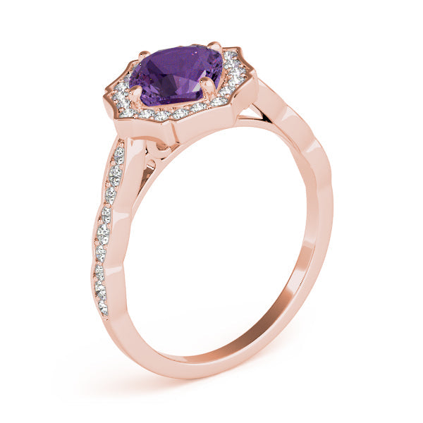 Dazzling Scalloped Halo Ring Cushion Diamond Engagement Ring in 10K/14K gold and platinum with certified lab-grown or natural diamonds