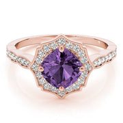 Dazzling Scalloped Halo Ring Cushion Diamond Engagement Ring in 10K/14K gold and platinum with certified lab-grown or natural diamonds