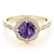 Dazzling Scalloped Halo Ring Cushion Diamond Engagement Ring in 10K/14K gold and platinum with certified lab-grown or natural diamonds
