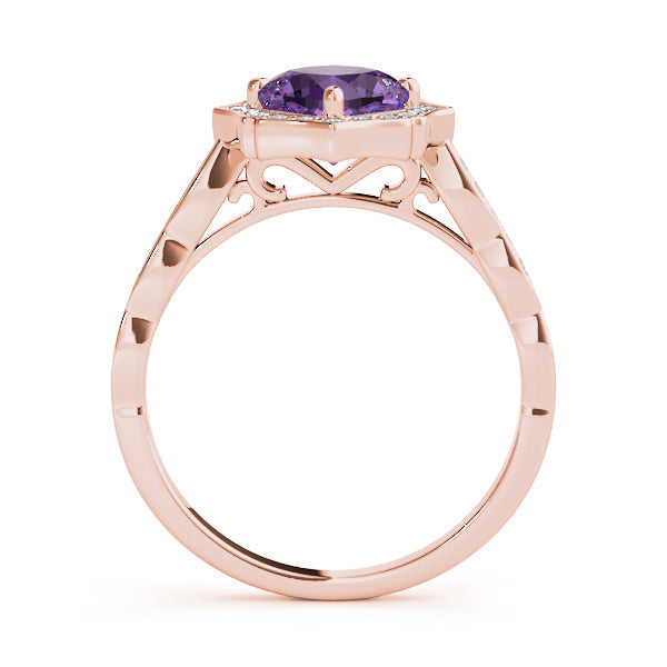 Dazzling Scalloped Halo Ring Cushion Diamond Engagement Ring in 10K/14K gold and platinum with certified lab-grown or natural diamonds