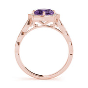 Dazzling Scalloped Halo Ring Cushion Diamond Engagement Ring in 10K/14K gold and platinum with certified lab-grown or natural diamonds