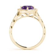 Dazzling Scalloped Halo Ring Cushion Diamond Engagement Ring in 10K/14K gold and platinum with certified lab-grown or natural diamonds