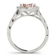 Dazzling Scalloped Halo Ring Cushion Diamond Engagement Ring in 10K/14K gold and platinum with certified lab-grown or natural diamonds