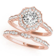 Dazzling Scalloped Halo Ring Cushion Diamond Engagement Ring in 10K/14K gold and platinum with certified lab-grown or natural diamonds