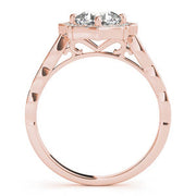 Dazzling Scalloped Halo Ring Cushion Diamond Engagement Ring in 10K/14K gold and platinum with certified lab-grown or natural diamonds