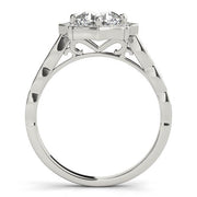 Dazzling Scalloped Halo Ring Cushion Diamond Engagement Ring in 10K/14K gold and platinum with certified lab-grown or natural diamonds