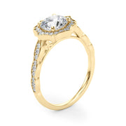 Splendid Scalloped Halo Ring Round Diamond Engagement Ring in 10K/14K gold and platinum with certified lab-grown or natural diamonds