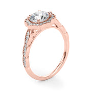 Splendid Scalloped Halo Ring Round Diamond Engagement Ring in 10K/14K gold and platinum with certified lab-grown or natural diamonds