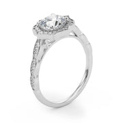 Splendid Scalloped Halo Ring Round Diamond Engagement Ring in 10K/14K gold and platinum with certified lab-grown or natural diamonds