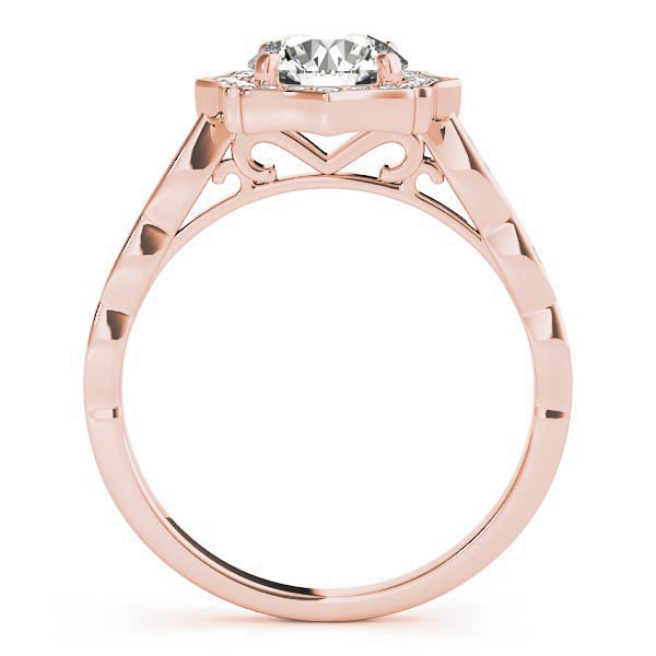Splendid Scalloped Halo Ring Round Diamond Engagement Ring in 10K/14K gold and platinum with certified lab-grown or natural diamonds