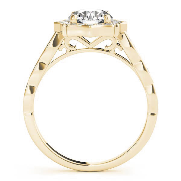 Splendid Scalloped Halo Ring Round Diamond Engagement Ring in 10K/14K gold and platinum with certified lab-grown or natural diamonds