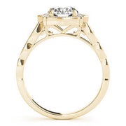 Splendid Scalloped Halo Ring Round Diamond Engagement Ring in 10K/14K gold and platinum with certified lab-grown or natural diamonds