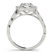 Splendid Scalloped Halo Ring Round Diamond Engagement Ring in 10K/14K gold and platinum with certified lab-grown or natural diamonds