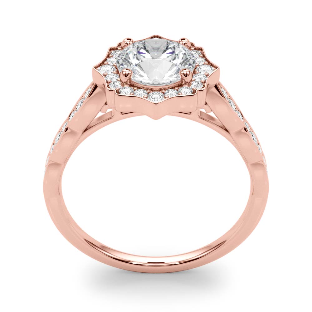 Splendid Scalloped Halo Ring Round Diamond Engagement Ring in 10K/14K gold and platinum with certified lab-grown or natural diamonds