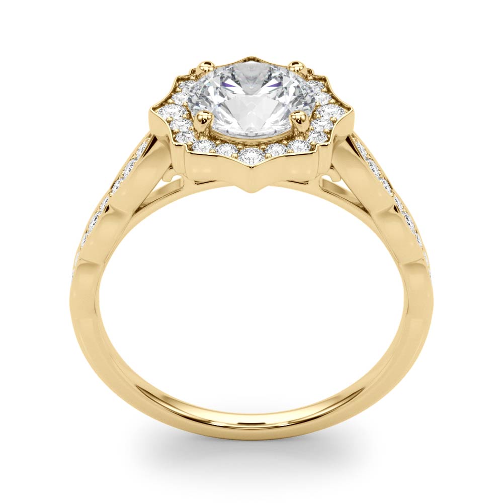 Splendid Scalloped Halo Ring Round Diamond Engagement Ring in 10K/14K gold and platinum with certified lab-grown or natural diamonds
