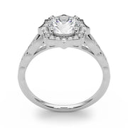 Splendid Scalloped Halo Ring Round Diamond Engagement Ring in 10K/14K gold and platinum with certified lab-grown or natural diamonds
