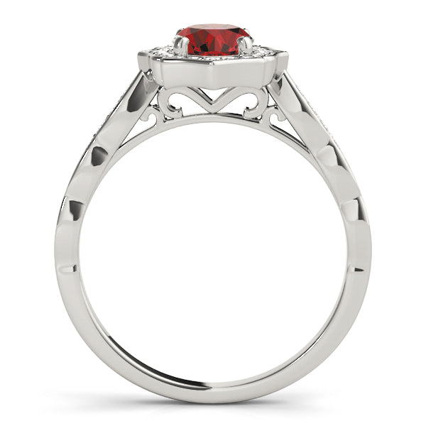 Crowned Scalloped Halo Ring Oval Diamond Engagement Ring in 10K/14K gold and platinum with certified lab-grown or natural diamonds