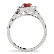 Crowned Scalloped Halo Ring Oval Diamond Engagement Ring in 10K/14K gold and platinum with certified lab-grown or natural diamonds