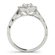 Crowned Scalloped Halo Ring Oval Diamond Engagement Ring in 10K/14K gold and platinum with certified lab-grown or natural diamonds