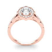 Crowned Scalloped Halo Ring Oval Diamond Engagement Ring in 10K/14K gold and platinum with certified lab-grown or natural diamonds