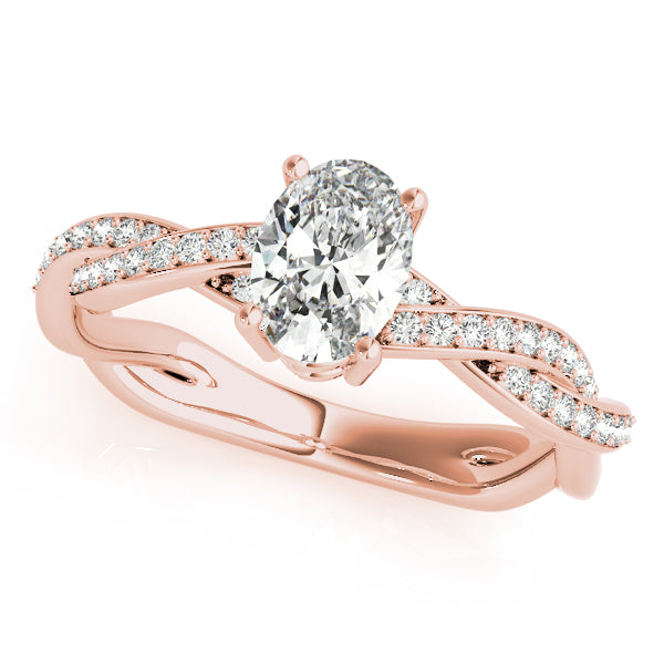 Splendid Ring With Braided Shank Oval Diamond Engagement Ring in 10K/14K gold and platinum with certified lab-grown or natural diamonds