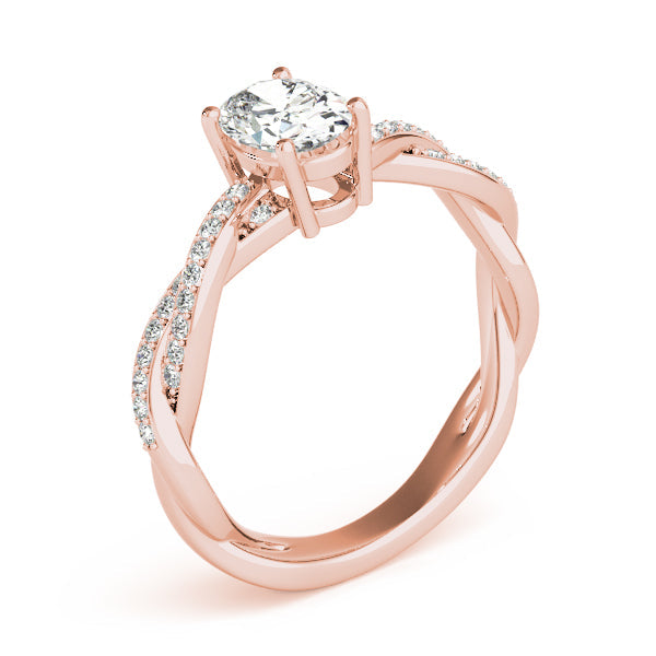 Splendid Ring With Braided Shank Oval Diamond Engagement Ring in 10K/14K gold and platinum with certified lab-grown or natural diamonds