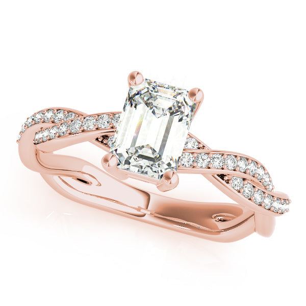 Statement Cut Ring With Braided Shank Emerald Diamond Engagement Ring in 10K/14K gold and platinum with certified lab-grown or natural diamonds