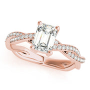 Statement Cut Ring With Braided Shank Emerald Diamond Engagement Ring in 10K/14K gold and platinum with certified lab-grown or natural diamonds
