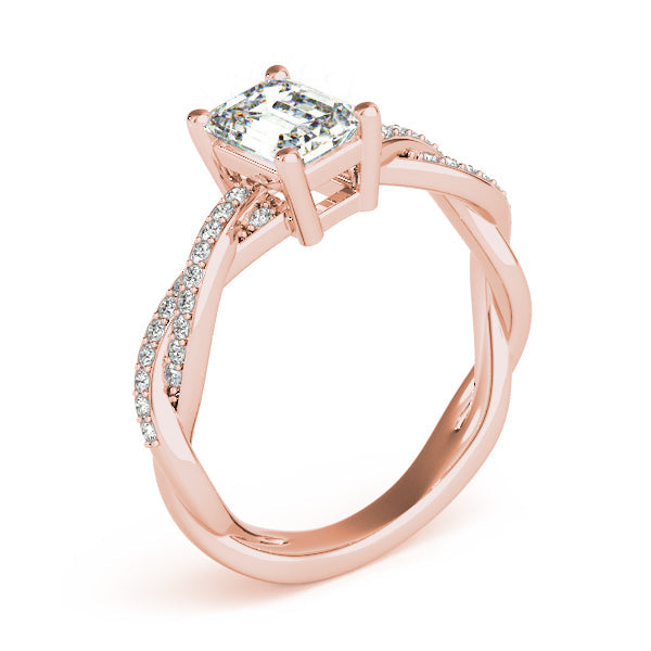 Statement Cut Ring With Braided Shank Emerald Diamond Engagement Ring in 10K/14K gold and platinum with certified lab-grown or natural diamonds
