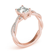 Statement Cut Ring With Braided Shank Emerald Diamond Engagement Ring in 10K/14K gold and platinum with certified lab-grown or natural diamonds