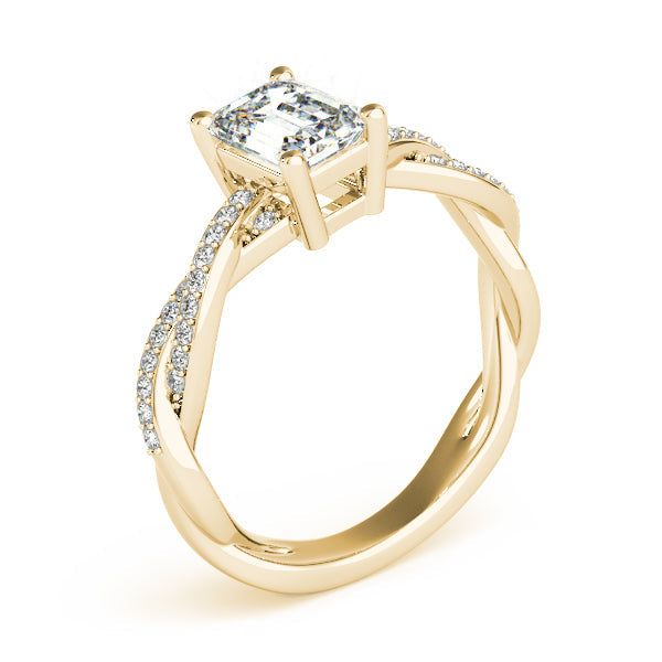 Statement Cut Ring With Braided Shank Emerald Diamond Engagement Ring in 10K/14K gold and platinum with certified lab-grown or natural diamonds
