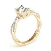 Statement Cut Ring With Braided Shank Emerald Diamond Engagement Ring in 10K/14K gold and platinum with certified lab-grown or natural diamonds