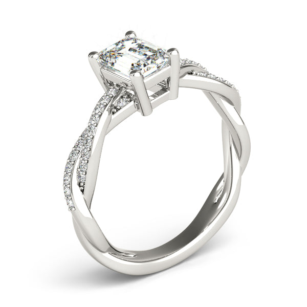 Statement Cut Ring With Braided Shank Emerald Diamond Engagement Ring in 10K/14K gold and platinum with certified lab-grown or natural diamonds