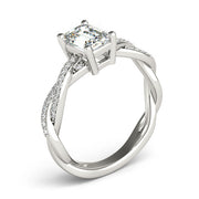 Statement Cut Ring With Braided Shank Emerald Diamond Engagement Ring in 10K/14K gold and platinum with certified lab-grown or natural diamonds