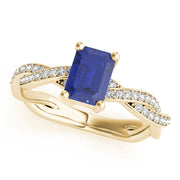 Statement Cut Ring With Braided Shank Emerald Diamond Engagement Ring in 10K/14K gold and platinum with certified lab-grown or natural diamonds