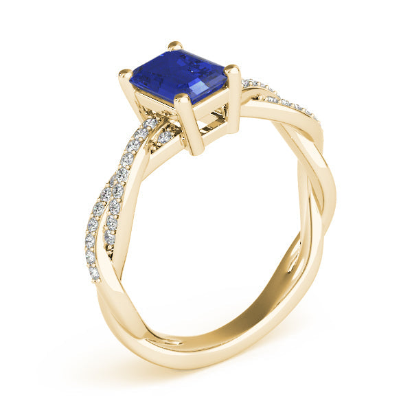 Statement Cut Ring With Braided Shank Emerald Diamond Engagement Ring in 10K/14K gold and platinum with certified lab-grown or natural diamonds