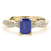 Statement Cut Ring With Braided Shank Emerald Diamond Engagement Ring in 10K/14K gold and platinum with certified lab-grown or natural diamonds