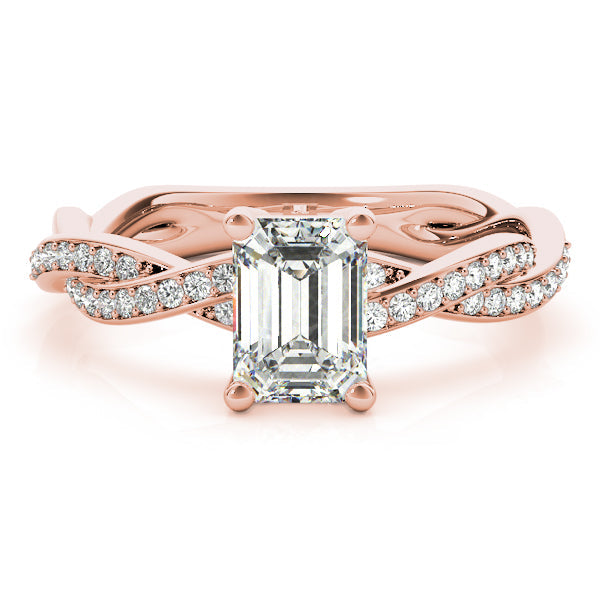 Statement Cut Ring With Braided Shank Emerald Diamond Engagement Ring in 10K/14K gold and platinum with certified lab-grown or natural diamonds