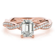Statement Cut Ring With Braided Shank Emerald Diamond Engagement Ring in 10K/14K gold and platinum with certified lab-grown or natural diamonds