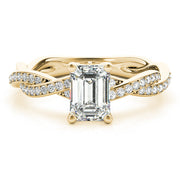 Statement Cut Ring With Braided Shank Emerald Diamond Engagement Ring in 10K/14K gold and platinum with certified lab-grown or natural diamonds
