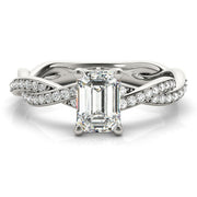 Statement Cut Ring With Braided Shank Emerald Diamond Engagement Ring in 10K/14K gold and platinum with certified lab-grown or natural diamonds