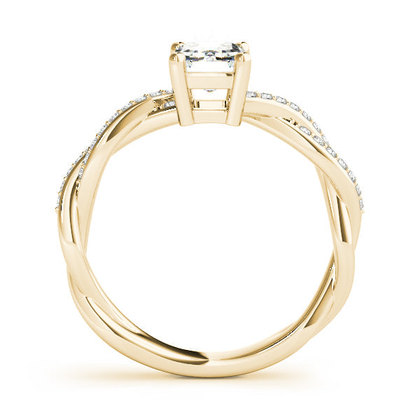 Statement Cut Ring With Braided Shank Emerald Diamond Engagement Ring in 10K/14K gold and platinum with certified lab-grown or natural diamonds
