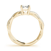 Statement Cut Ring With Braided Shank Emerald Diamond Engagement Ring in 10K/14K gold and platinum with certified lab-grown or natural diamonds