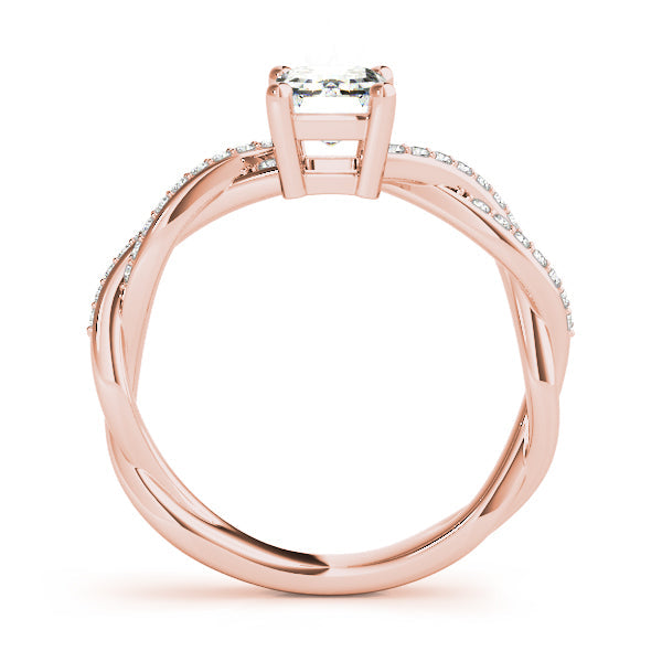 Statement Cut Ring With Braided Shank Emerald Diamond Engagement Ring in 10K/14K gold and platinum with certified lab-grown or natural diamonds